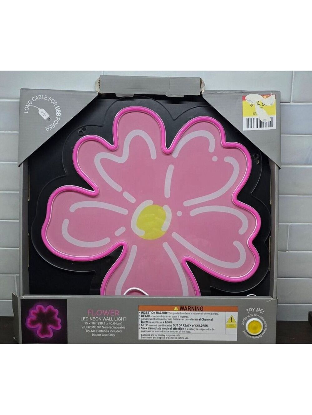 Flower LED Neon Wall Light 15x16in Pink